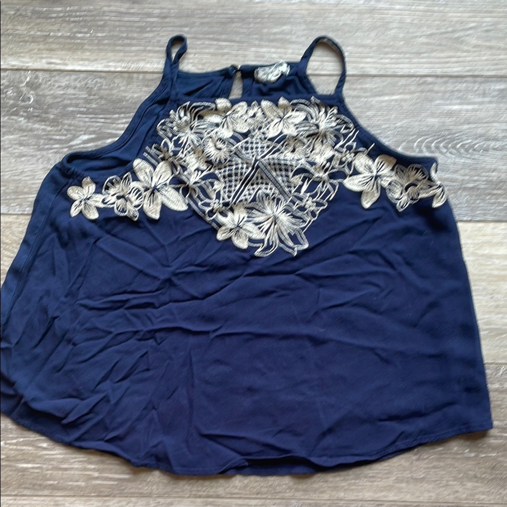 Eyeshadow Blue Embroidered Tank Top Size M